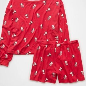 AE 3pc plush snoopy heart valentine’s Day matching women’s pajamas! XL